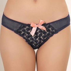 Brachy Women Blue Halter Neck Padded Underwired Bra With Lace Mid Waist Pantie Lingerie Set