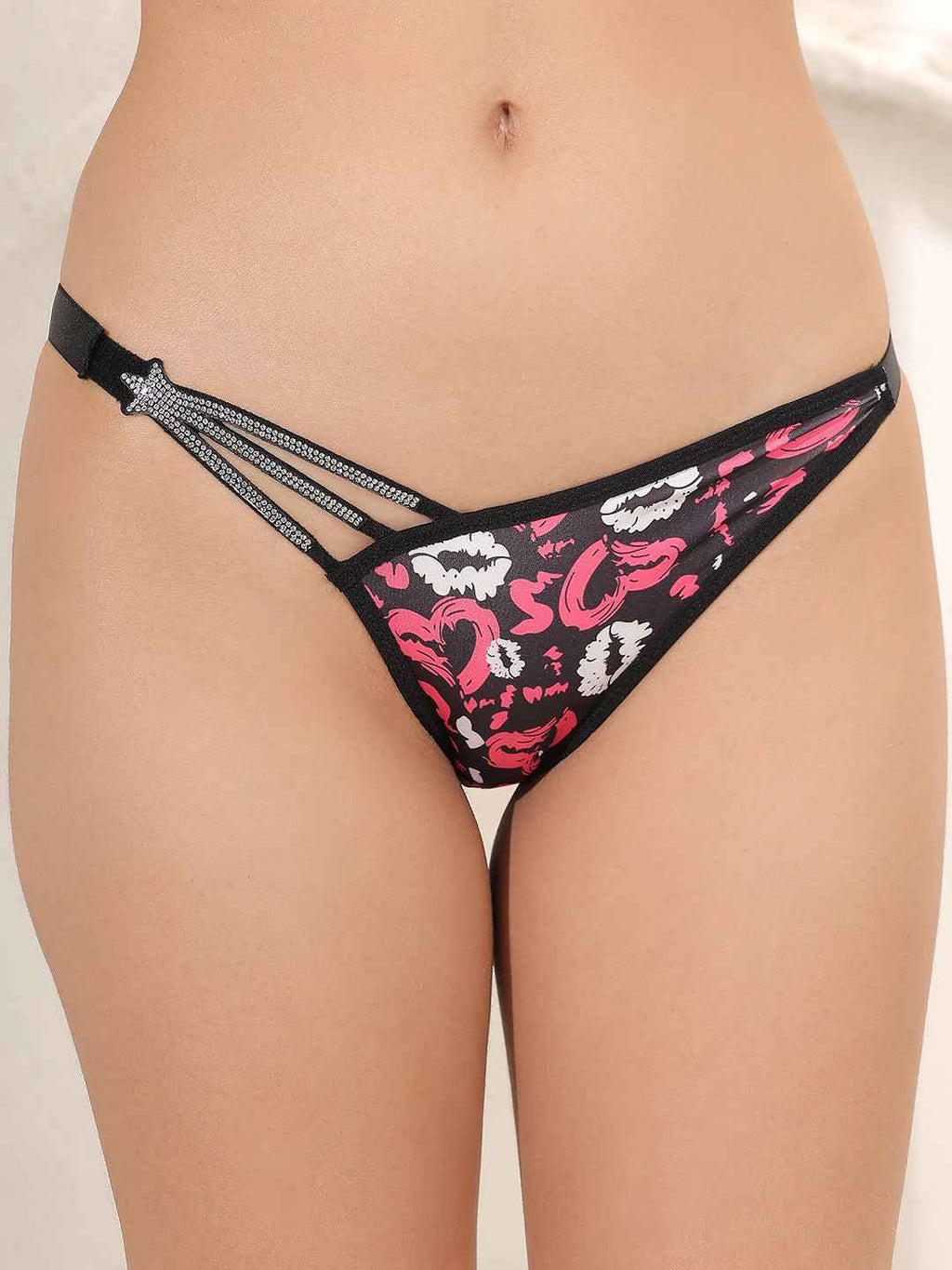 Brachy Women Printed Padded Wired Push Up Bra with Sexy Shine Seamless Thong Panty Lingerie Set