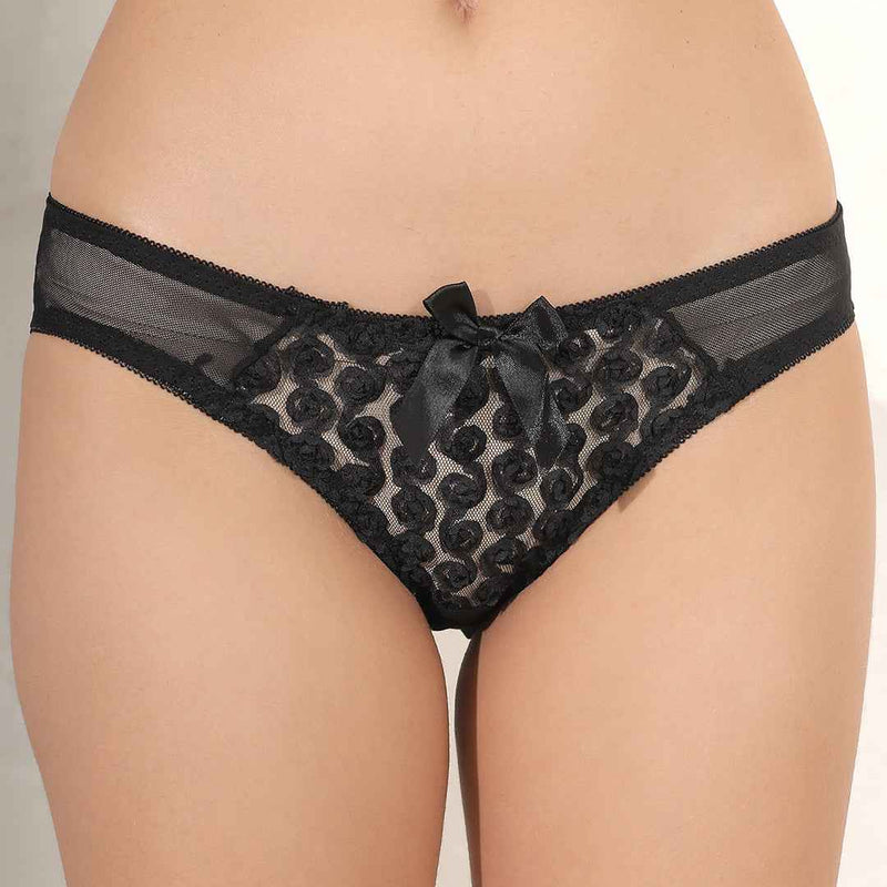 Brachy Women Black Halter Neck Padded Underwired Bra With Lace Mid Waist Pantie Lingerie Set