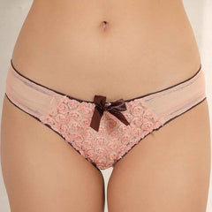 Brachy Women Peach Halter Neck Padded Underwired Bra With Lace Mid Waist Pantie Lingerie Set
