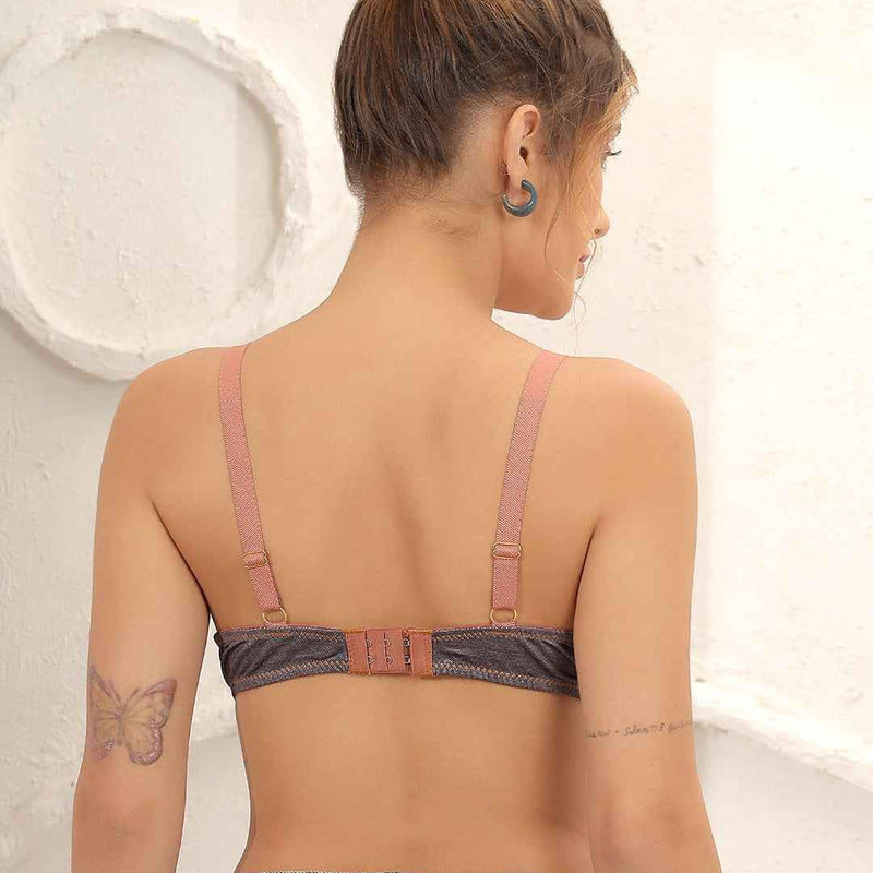 Brachy Women Grey Denim Shade Medium Coverage Underwired Lightly Padded Push-Up Bra