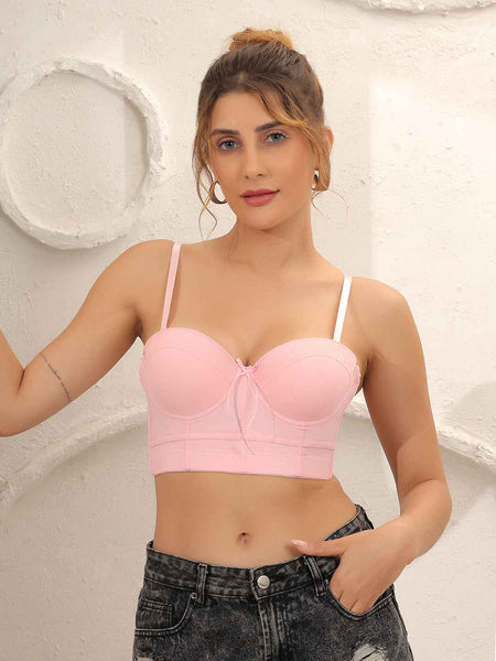 Brachy Women's Pink Underwired Lightly Padded Bralette Multiway Bra