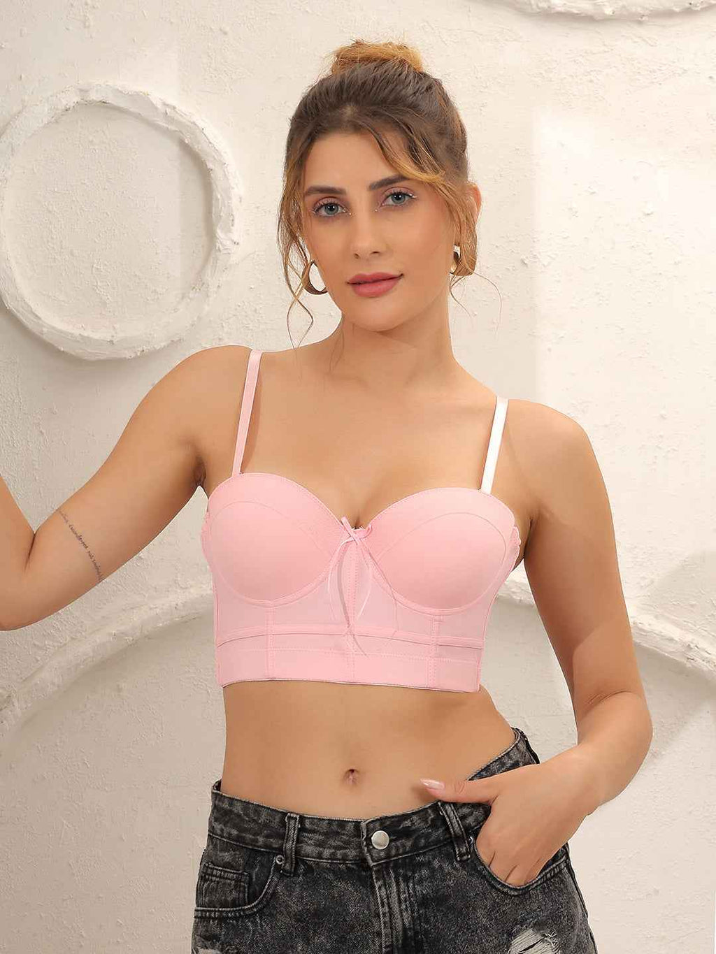 Brachy Women's Pink Underwired Lightly Padded Bralette Multiway Bra