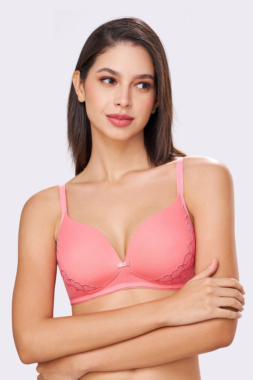 FELICITY | Lace Trim Everyday Seamless Lift – Lightly Padded, Non-Wired T-Shirt Bra