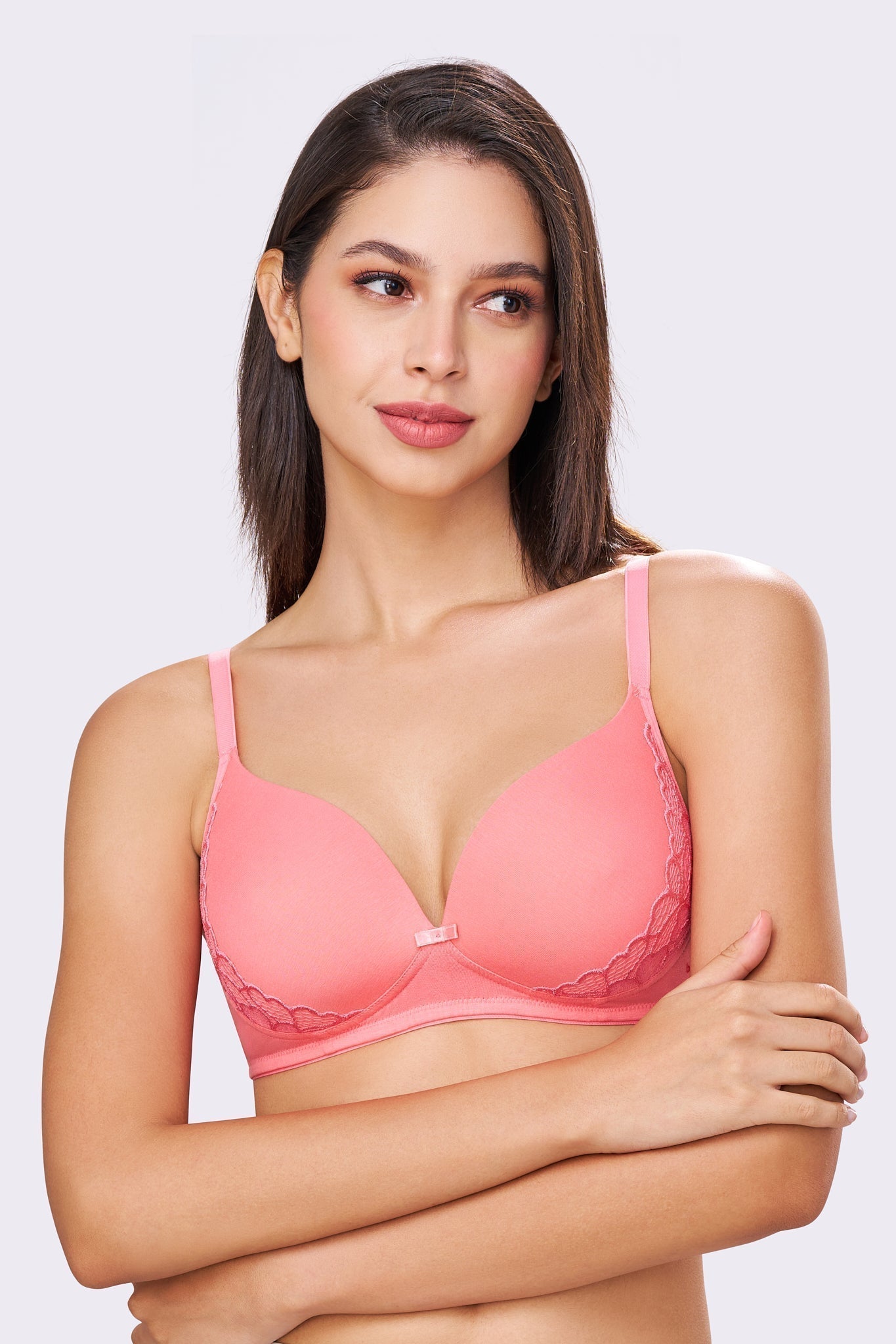FELICITY | Lace Trim Everyday Seamless Lift – Lightly Padded, Non-Wired T-Shirt Bra