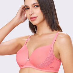 FELICITY | Lace Trim Everyday Seamless Lift – Lightly Padded, Non-Wired T-Shirt Bra