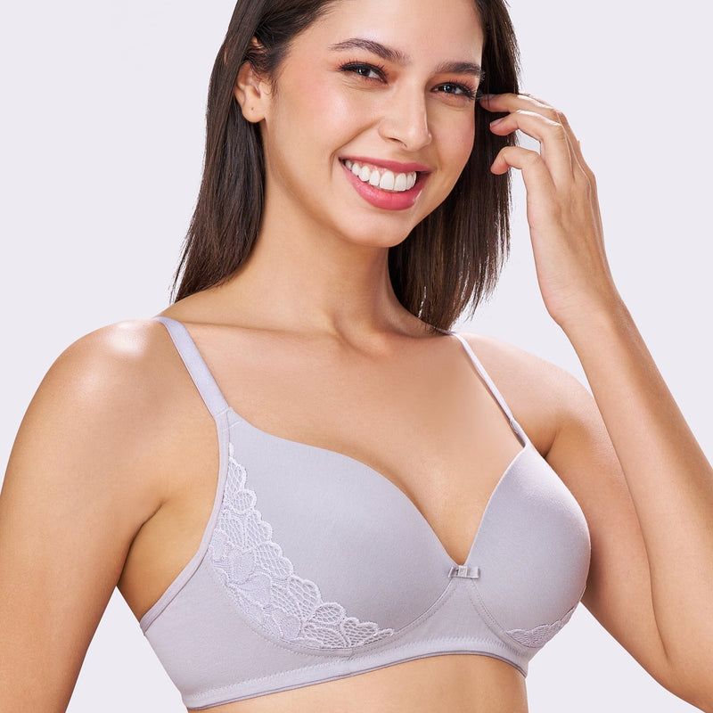 FELICITY | Lace Trim Everyday Seamless Lift – Lightly Padded, Non-Wired T-Shirt Bra