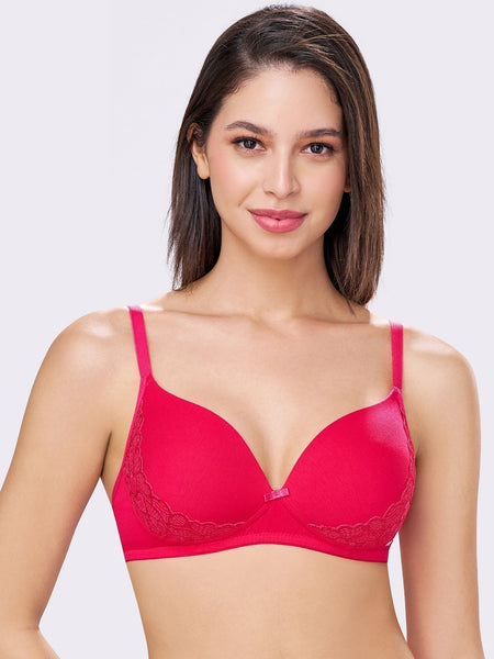 FELICITY | Lace Trim Everyday Seamless Lift – Lightly Padded, Non-Wired T-Shirt Bra