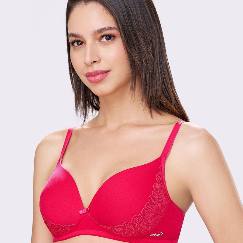 FELICITY | Lace Trim Everyday Seamless Lift – Lightly Padded, Non-Wired T-Shirt Bra