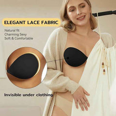 Brachy Women Black Strapless Sticky Bra Invisible Backless Stick on Bra Push up Lift Bras for Women Dress Reusable Silicone Nipple Covers