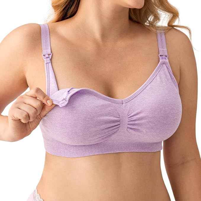 Women Organic Antimicrobial Soft Feeding Full Bust Seamless Nursing, Breastfeeding Maternity Bra with Remove Pads Pack of 3