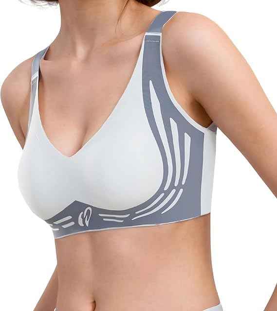 Plus Size Grey Padded Light Support Wireless Bra, Seamless Soft Bralette, for Sleep, Yoga and Everyday