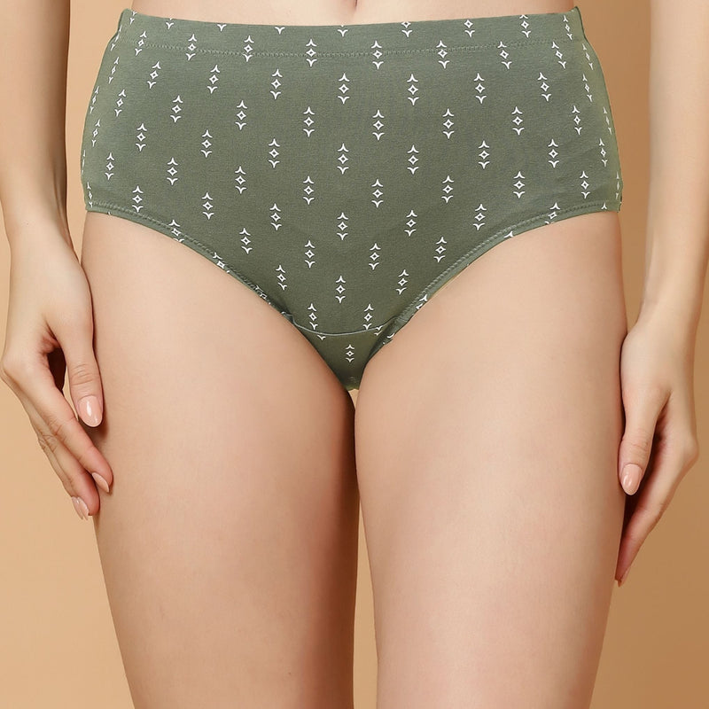 Tummy-Smoothing Printed High Waist Cotton Briefs – Pack of 3