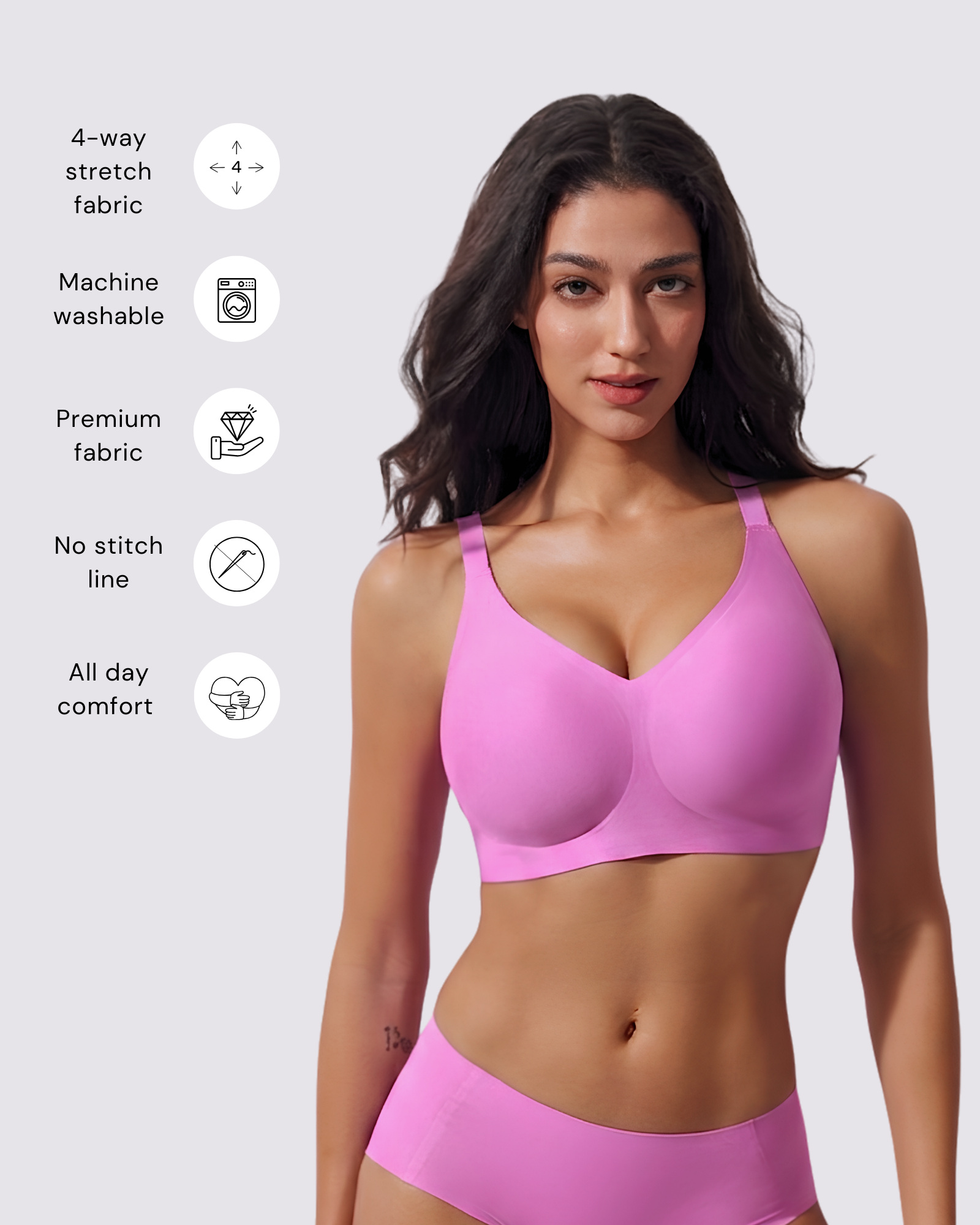 Amara – Fuschia Wireless Everyday Lift Bra