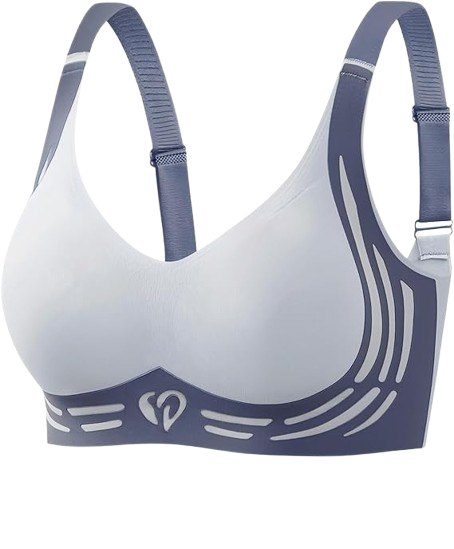 "White sports bra with gray accents on a white background by brachy"