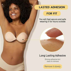 Brachy Women's & Girl's Nude Self Adhesive Strapless Wire Free Stick On Invisible Strapless Sticky Bra.