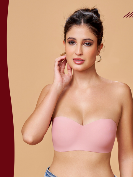 MAROON Mistpink Seamless Padded Non-Wired Multiway Balconette Bra for Women