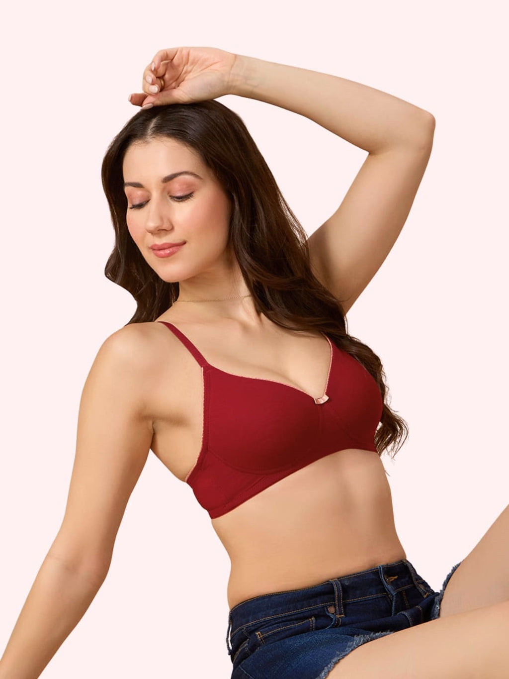 Miley Lace Trim Bra –  Wire-Free Comfort. Power Net, Super Soft Cups & Breathable Mesh Wings