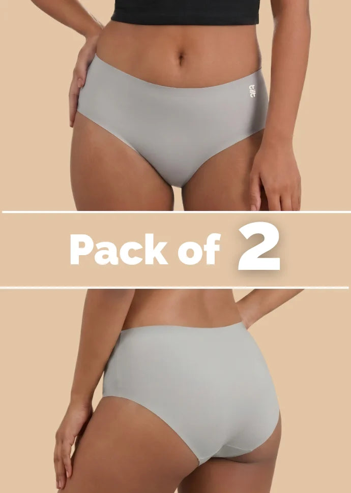 2 Pack - Grey Mid-waist Seamless Underwear