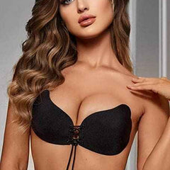 Brachy Black Sticky Adhesive Silicone Invisible Push Up Backless Strapless Bra