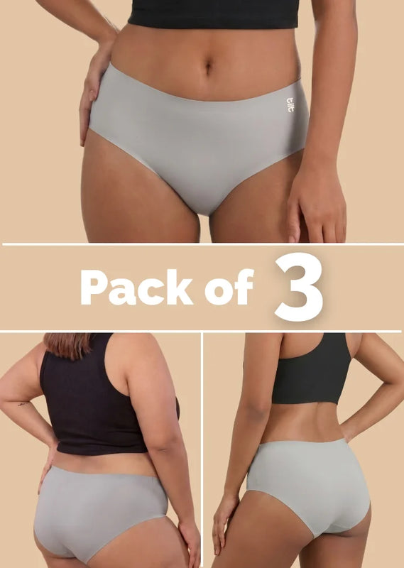 3 Pack - Grey Mid-waist Seamless Underwear