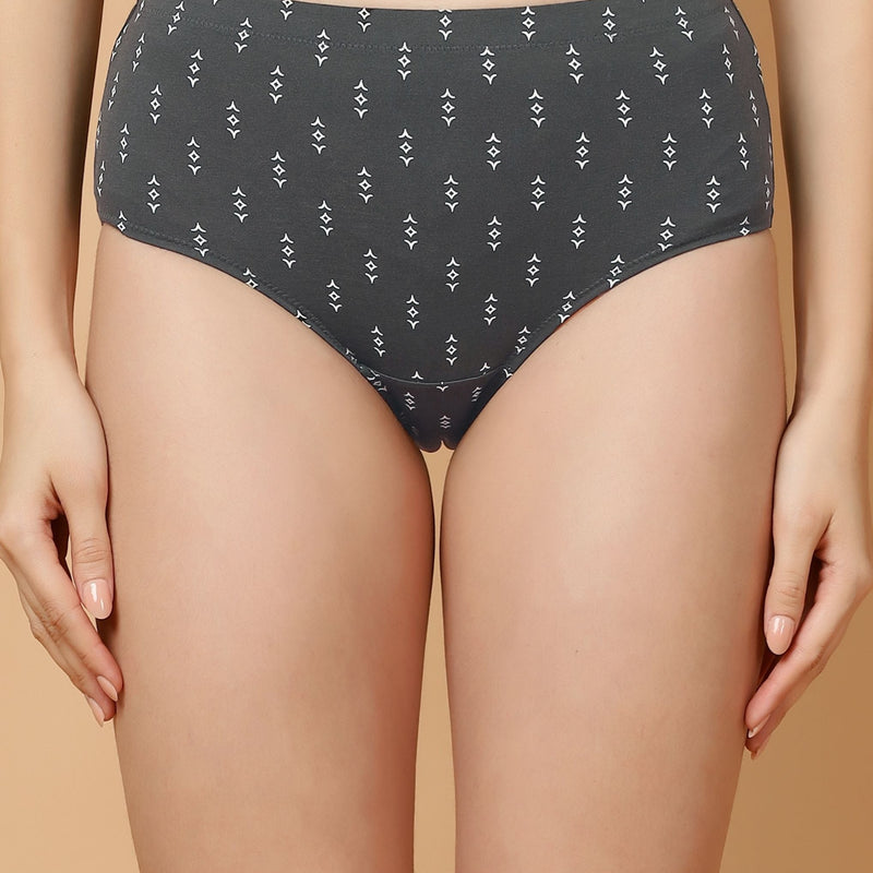 Tummy-Smoothing Printed High Waist Cotton Briefs – Pack of 3