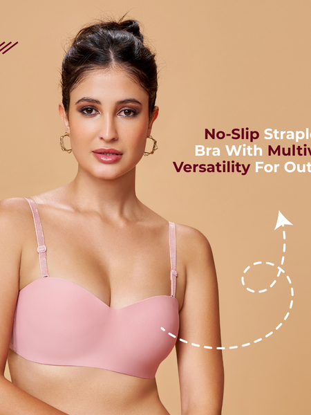 MAROON Mistpink Seamless Padded Non-Wired Multiway Balconette Bra for Women