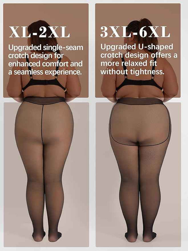 Women's Plus Sizes Fleece High Rise Thermal Bottom for Women Warm Woolen Skinny Thicken Fake Translucent Tights