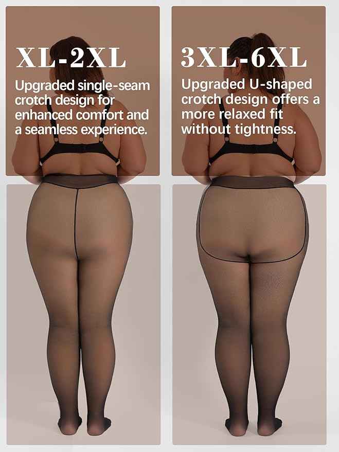 Women's Plus Sizes Fleece High Rise Thermal Bottom for Women Warm Woolen Skinny Thicken Fake Translucent Tights