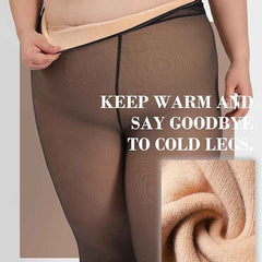 Women's Plus Sizes Fleece High Rise Thermal Bottom for Women Warm Woolen Skinny Thicken Fake Translucent Tights