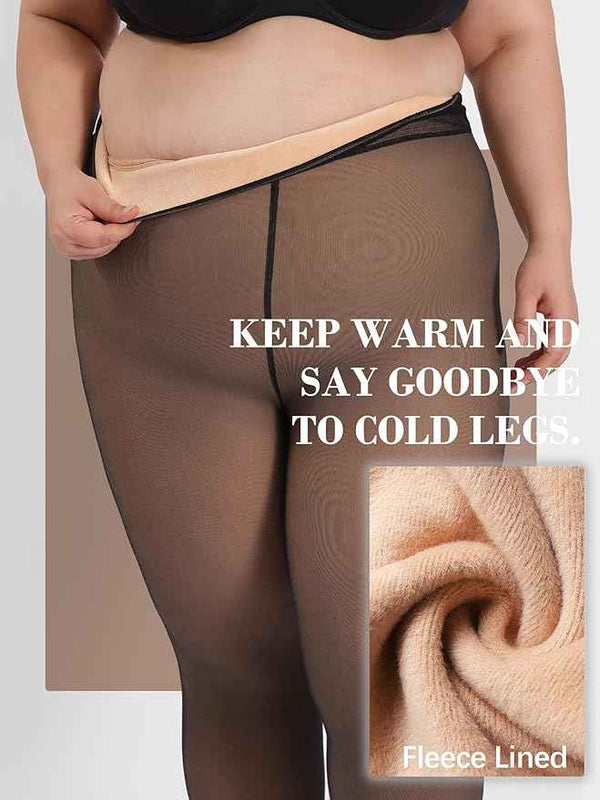 Women's Plus Sizes Fleece High Rise Thermal Bottom for Women Warm Woolen Skinny Thicken Fake Translucent Tights