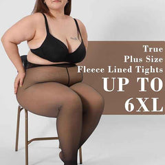 Women's Plus Sizes Fleece High Rise Thermal Bottom for Women Warm Woolen Skinny Thicken Fake Translucent Tights