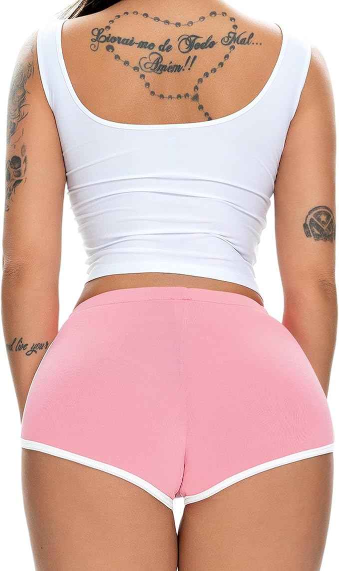 Brachy Women's Trendy and Sexy Cotton Spandex solid mid-rise regular shorts, drawstring closure.