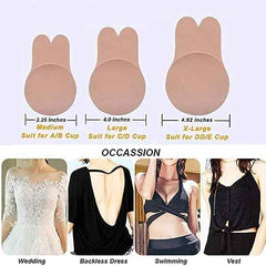 Brachy Beige Sticky Adhesive Silicone Invisible Push Up Backless Strapless Nipple Cover Bra