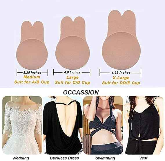 Brachy Beige Sticky Adhesive Silicone Invisible Push Up Backless Strapless Nipple Cover Bra