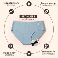 6 Pack - Blue Mid-waist Seamless Underwear