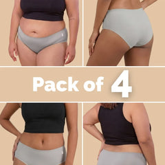 4 Pack - Grey Mid-waist Seamless Underwear