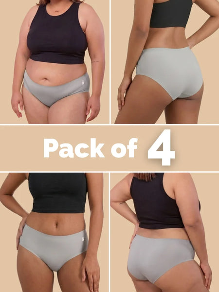 4 Pack - Grey Mid-waist Seamless Underwear