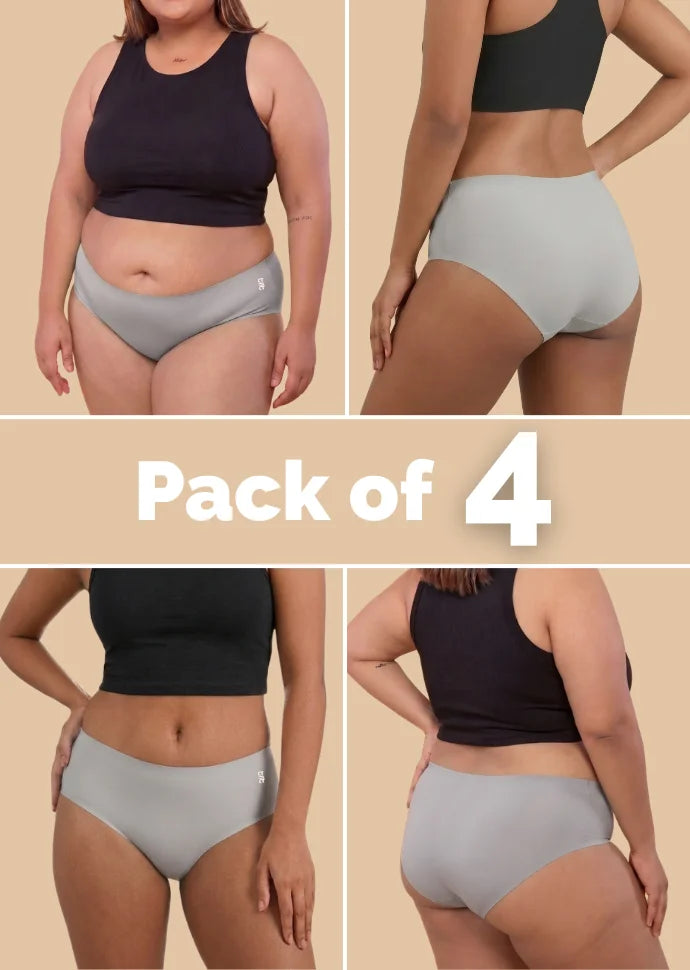 4 Pack - Grey Mid-waist Seamless Underwear