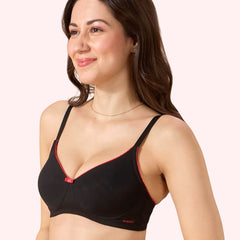 Miley Lace Trim Bra –  Wire-Free Comfort. Power Net, Super Soft Cups & Breathable Mesh Wings