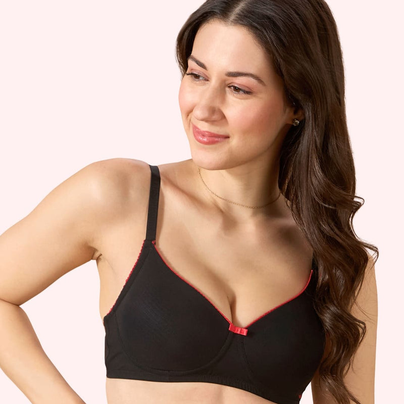 Miley Lace Trim Bra –  Wire-Free Comfort. Power Net, Super Soft Cups & Breathable Mesh Wings