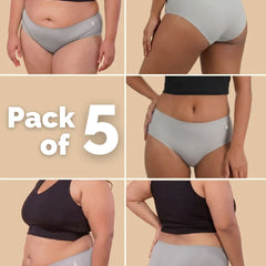 5 Pack - Grey Mid-waist Seamless Underwear