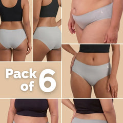 6 Pack - Grey Mid-waist Seamless Underwear