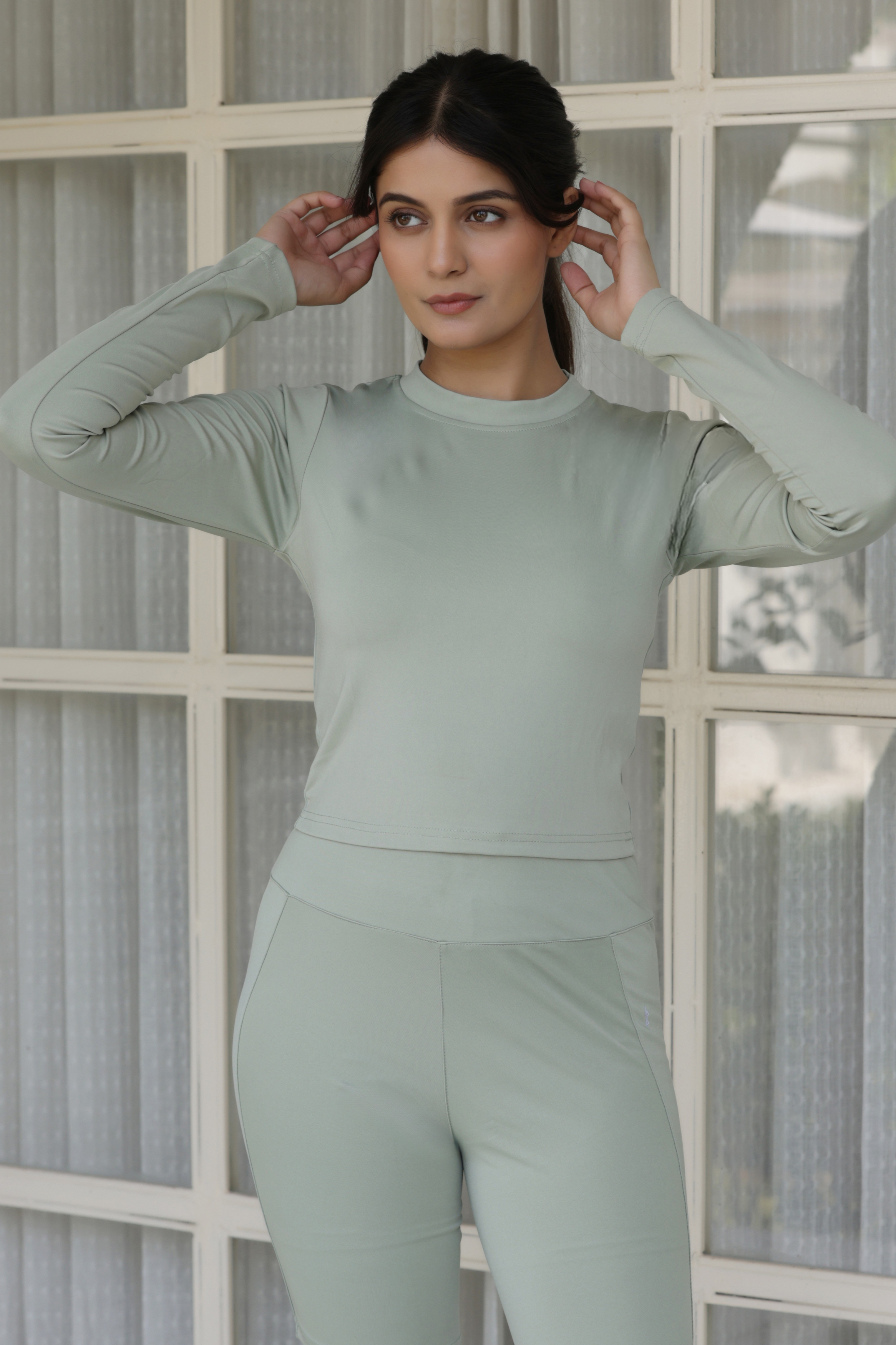 The Georgina High-Waisted Multi-Pocket Gym Co-Ord Set | Sage Green