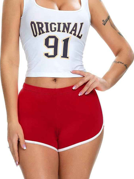 Women Sports Cotton Spandex Mid-Rise Cotton Workout Shorts