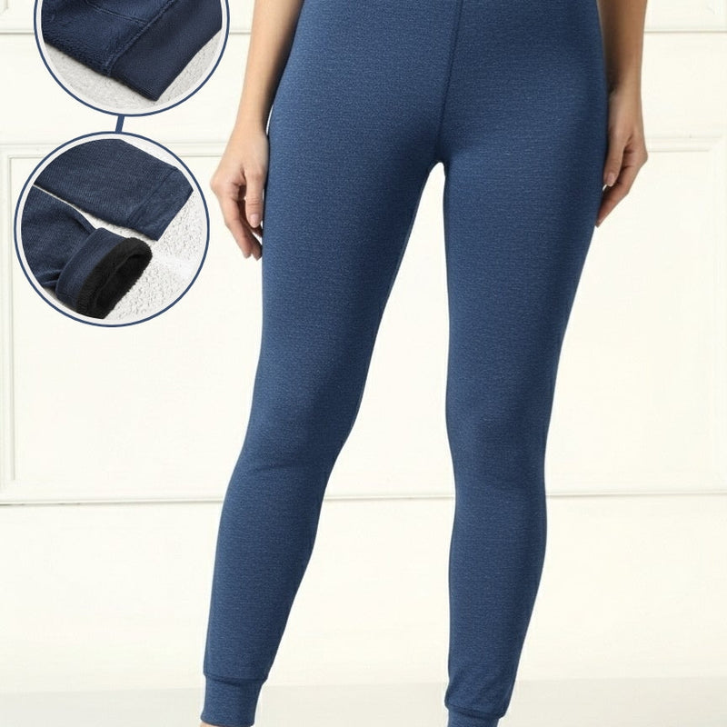 Women Fleece Lined Jeans Look Winter Warm Denim Legging Fur Thermal Pant High-Waisted Leggings