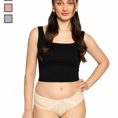 Mid-Rise Hipster Panty with Lace Trim- Pack of 3