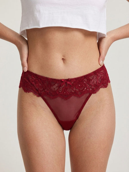 Soft Lace Mid Rise Thongs-Pack of 3