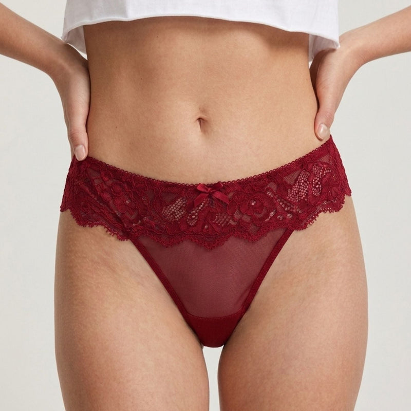 Soft Lace Mid Rise Thongs-Pack of 3