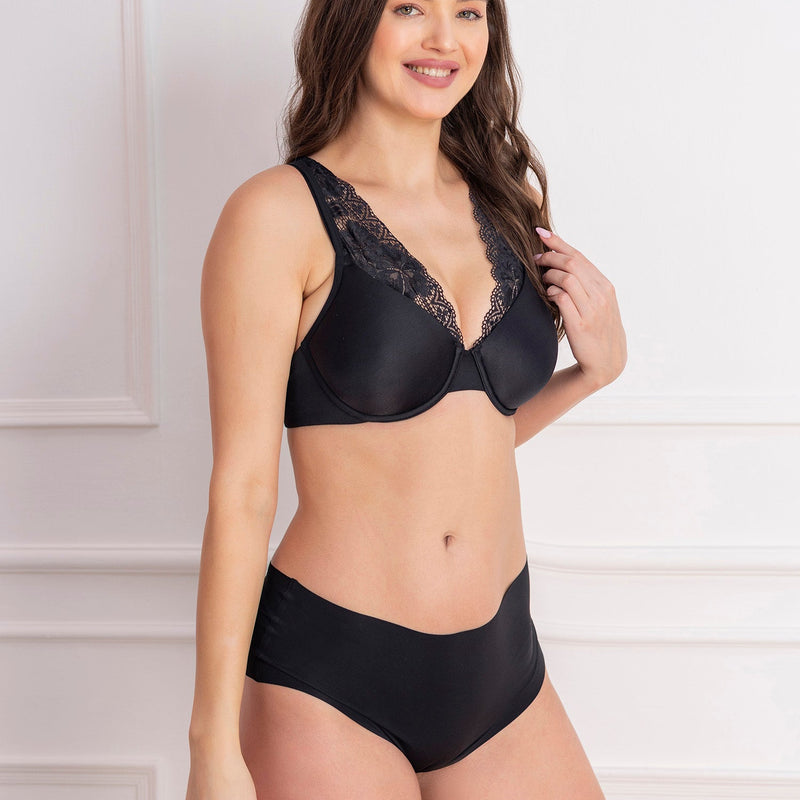 Padded Underwired Lace Panel T-Shirt Bra